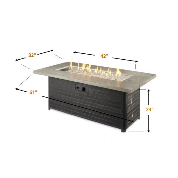 Cedar Ridge Linear Manual Ignition Gas Fire Pit Table