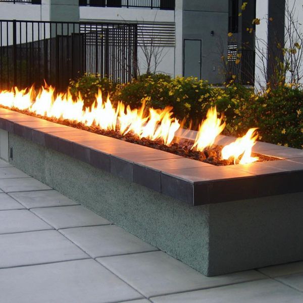 Weather Resistant AWEIS Linear Flat Fire Pit H Burner System - 96" x 12" image number 1