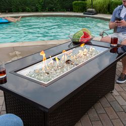 Montego Gas Fire Pit Table - Brown