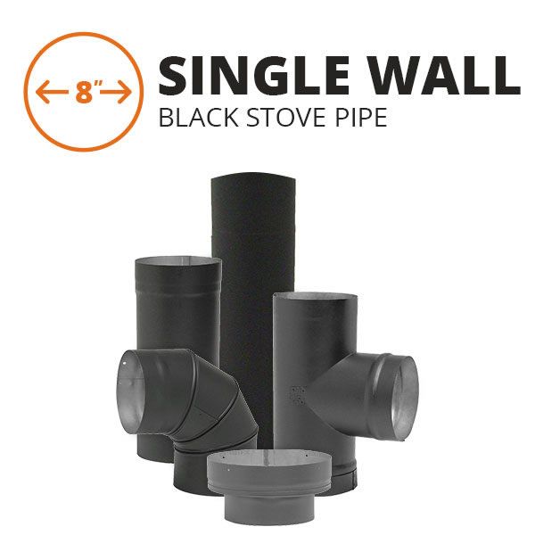 8" Metal-Fab Single Wall Black Stove Pipe Components image number 0
