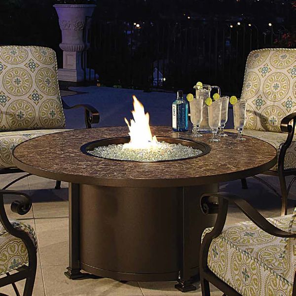 Santorini Round Chat Height Gas Fire Pit Table - 54"