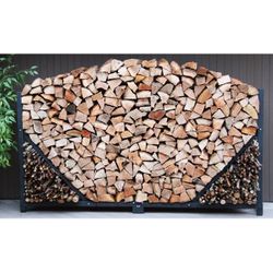 8ft Firewood Storage Rack with Kindling Holder and Cover