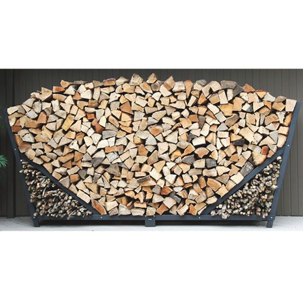 Shelter It Slanted Firewood Storage Rack w/ Kindling Holder & Cover - 8'