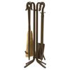 Short Hooked Wrought Iron 4 Piece Tool Set - Bronze