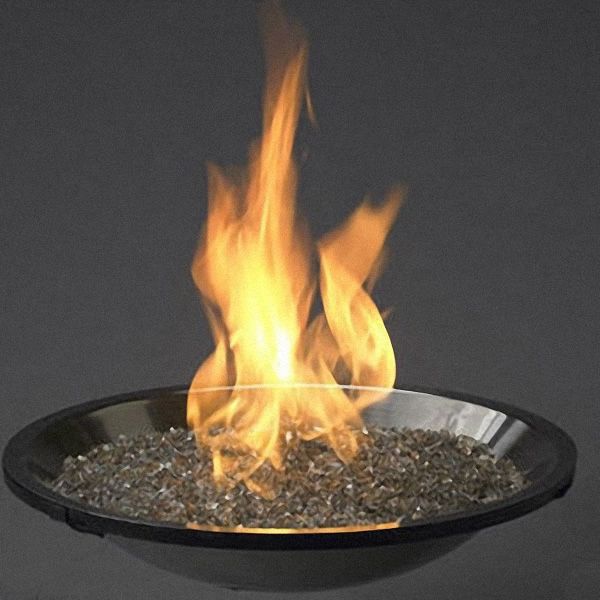 Round Stainless Steel Crystal Fire Pit Burner - 20"