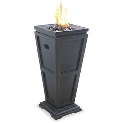 Uniflame Black Stand-Alone Outdoor Propane Fireplace