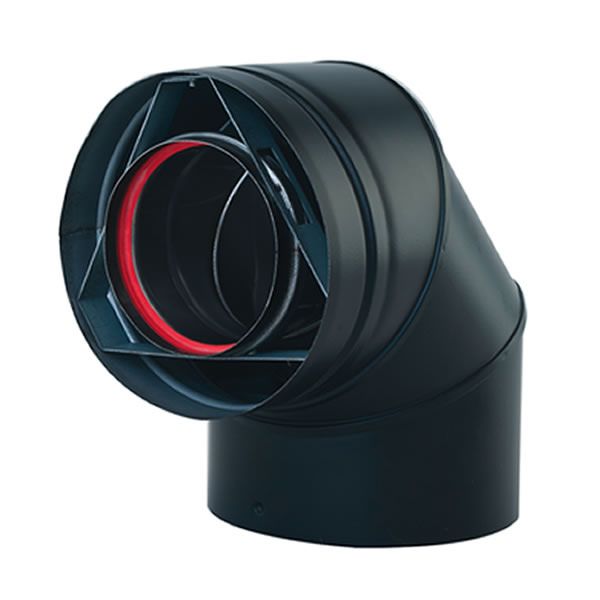 Painted Black 45 Degree Direct Vent Pipe Elbow - 4" Dia image number 0