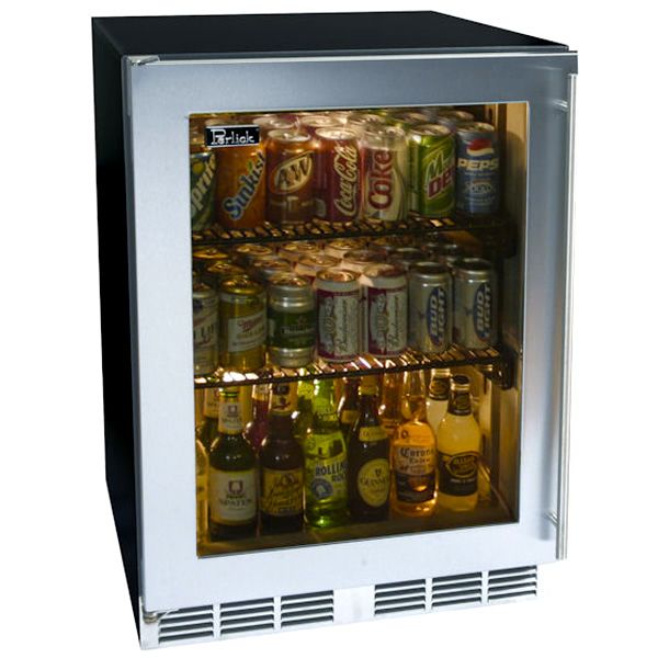 Perlick Stainless Steel Outdoor Refrigerator with Glass Door - 24"