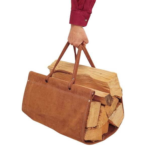 Top Grain Brown Suede Log Carrier Woodland Direct