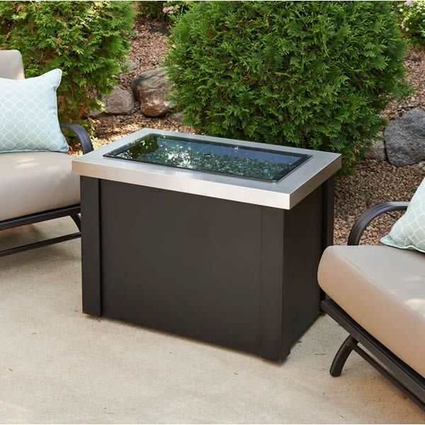 Providence Stainless Steel Crystal Gas Fire Pit Table