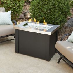 Providence Crystal Gas Fire Table - Stainless Steel