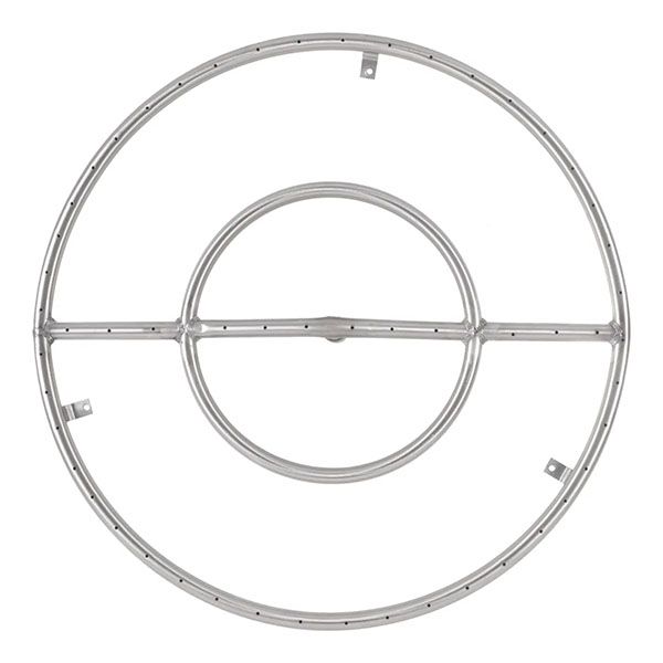 Round Double Ring Stainless Steel Gas Fire Pit Burner - 18" image number 0