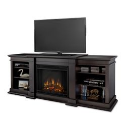 Real Flame Fresno Walnut Entertainment Electric Fireplace