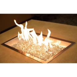 Rectangular Stainless Steel Crystal Fire Burner - 24"