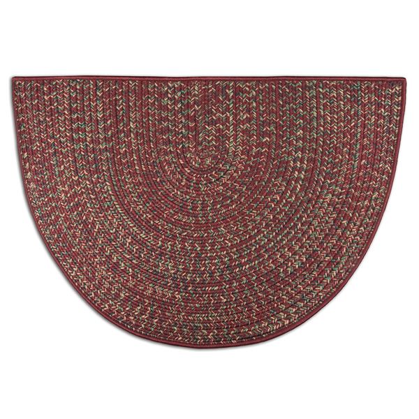 Red Multi-Colored Braided Fireplace Hearth Rug - 4'