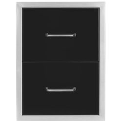 Wildfire 304 Black Stainless Steel Double Drawer 16"x22"