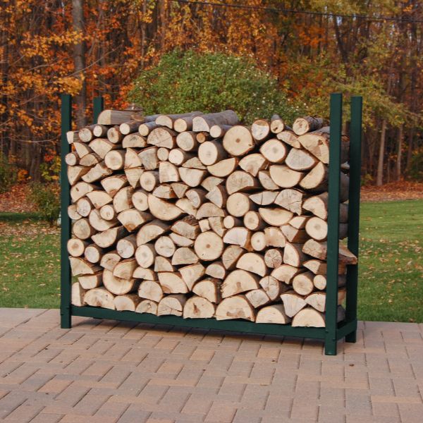 Woodhaven Green Outdoor Firewood Rack - 4' - No Cover