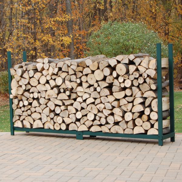 Woodhaven Green Outdoor Firewood Rack - 8' - No Cover image number 0