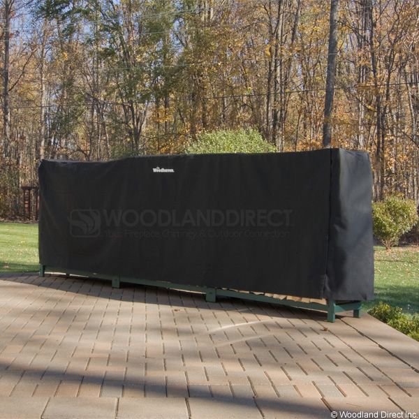 Woodhaven 12ft Firewood Rack Cover Black Woodland Direct