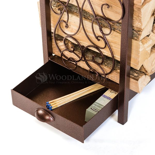 Woodhaven Fireside Rack with Drawer - Copper Vein image number 3