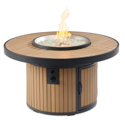 Brooks Round Light Tan Fire Pit Table