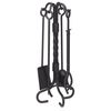 Thick Twisted Wrought Iron 4 Piece Tool Set - Black
