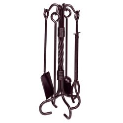 Thick Twisted Bronze Wrought Iron 4 Piece Tool Set