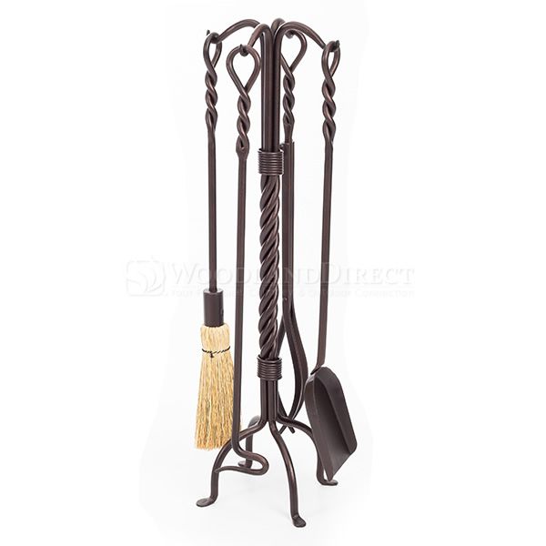 Twisted Rope Fireplace Tool Set - Roman Bronze Finish image number 0