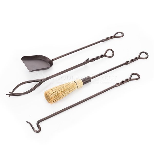 Twisted Rope Fireplace Tool Set - Roman Bronze Finish image number 1