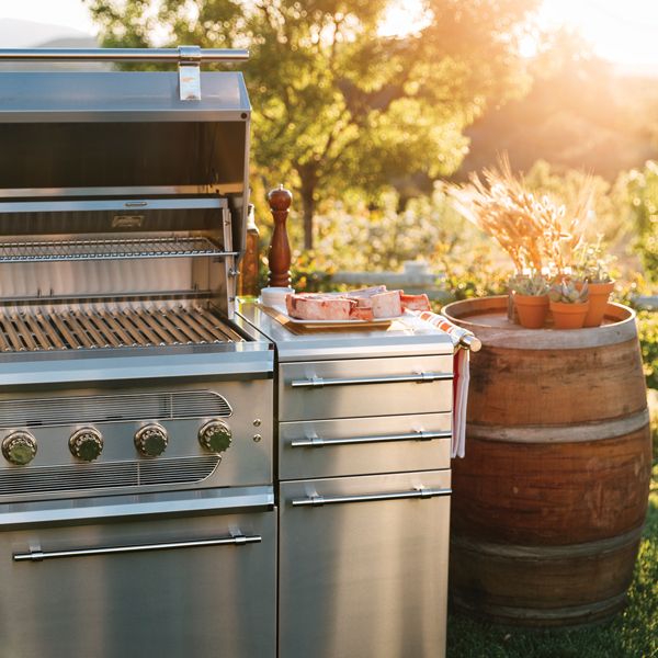 American Made Grills MUS54-NG Muscle Dual Fuel Wood and GAS Grill with Infrared Searing Burner and Rotisserie Kit on Cart in in Stainless Steel