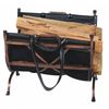 Uniflame Indoor Firewood Rack with Leather Carrier - Antique Copper