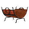 Uniflame Wrought Iron Indoor Firewood Rack with Brown Carrier