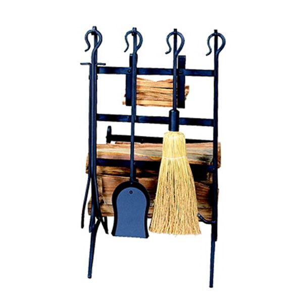 Wood rack with online fireplace tools